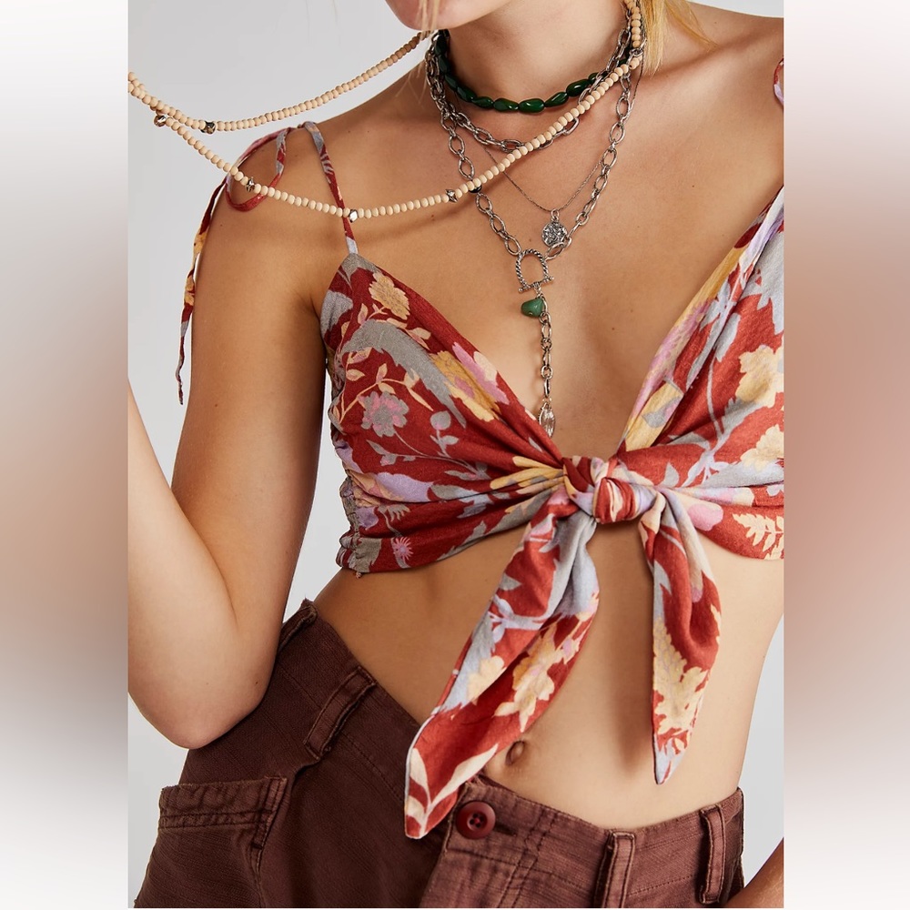 NWOT Free people Ava floral printed reversible crop top